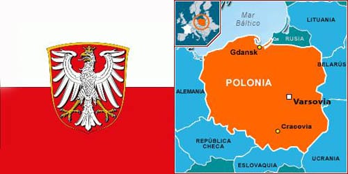 Bandera y mapa de Polonia