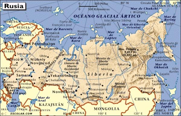 Rusia en mapa